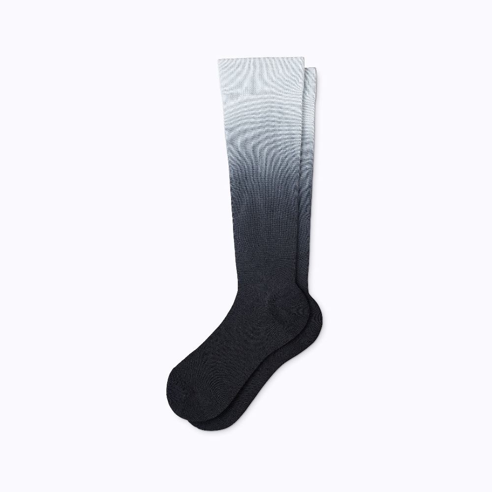 Comrad Knee-High Nylon Compression Socks Ombre Black & Light Gray